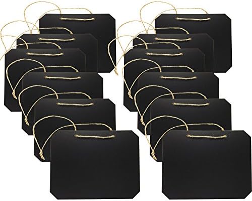 UHQ Black Rectangle Chalkboards Label 6.5 x 5 Inch Blackboards for Message Board Signs (Set of 12)
