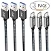 Usb Type C Cable, 3 Pack [3.3ft/Dark Grey] wellead Usb C Cable Usb 3.0 Nylon Braided for Samsung Galaxy S8, Google Pixel, Nintendo Switch, Nexus 6p and More