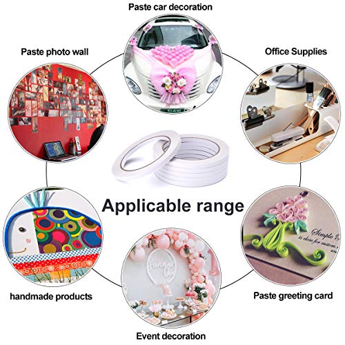 6 Rolls Double Sided Office Tape by LE PAPILLION JEWELRY - Clear Double-Sided Adhesive Tape Removable for DIY Arts, Crafts, Scrapbook, Photos Display ect,1/4-Inch x 22.9 Yards (6.35mm x 21m)