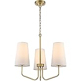 Modern Gold 3-Light Chandelier with Fabric Shade Chandelier E26 Pendant Light for Living Room, Entryway, Living Room,Bedroom 