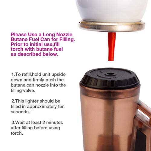 Torch Cigar Lighter 2 Pack Triple Jet Flame Refillable Butane Lighter Gas Fluid Lighter Jet