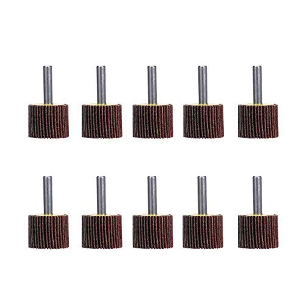 Mounted Flap Wheels 1" x 1" with 1/4" Shank, 80 Grits Aluminum Oxide for Remove Rust and Weld Burr Fit for Most of Drill- 10 Pack SCOTTCHEN