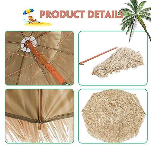 Outech Ø180cm Garten Sonnenschirm, Große Terrassenschirm, Hawaiianischer Stroh Strandschirm Im Freien, Mit 8 Starken… – Bild 4