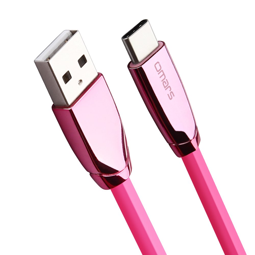 OMARS Câble USB C vers USB A 2.0 1.2m Câble Plat Connecteur d’Aluminium pour MacBook Huawei Honor 8/Mate 9/P10 Nubia Z11 ZTE Axon 7 Xiaomi Mi Mix Samsung Galaxy C7 Pro Nexus 5X/6P OnePlus 3