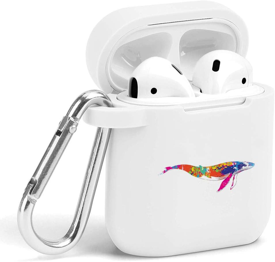 Case for Air Pods - Cute Flexible Protector Silicone Holder Cover with Keychain Accessories Compatible with Airpods 1 2 Cute Whale