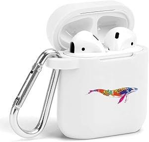 Case for Air Pods - Cute Flexible Protector Silicone Holder Cover with Keychain Accessories Compatible with Airpods 1 2 Cute Whale