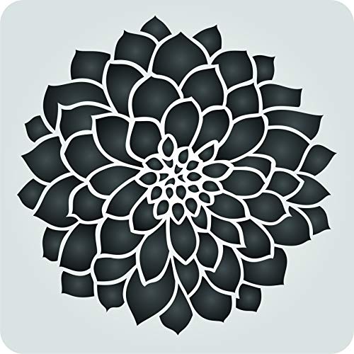 Dahlia or Zinnia Stencil (Size 6.5”w x 6.5”h) Reusable Wall Stencils