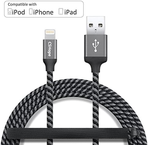 iPhone Cable CSHope 5ft / 1.5M Apple MFi Certified Cable Charge and Data Sync Nylon Braided Lightning Cable for iPhone iPad and iPod (1pc, Black and Grey)
