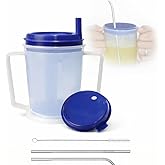 ADAPTIVE UTENSILS Adult sippy cups for elderly spill proof with straw Adult sippy cup for elderly spill proof | Spill proof cup | Set of 5 pcs with stainless steel straws and dishwasher