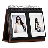 CAIUL 68 Pockets Desk Calendar Style Photo Album for Fujifilm Instax Mini 7s 8 8+ 9 25 26 50s 70 90 Films (Brown)