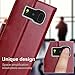 FYY Designed for Samsung Galaxy S8 Plus Case, Luxury Genuine Leather Wallet Phone Case with Card Holder Flip Protective Cover [Kickstand Feature][Wrist Strap] for Samsung Galaxy S8 Plus Wine Red
