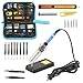 Qimh Soldering Iron Kit,60W 110V Adjustable Temperature 23-In-1 Welding Soldering Iron with ON/OFF Switch,5 Different Tip,Soldering Sucker,Desoldering Pump,2Anti-Static Tweezers,Wire cutter,wire,stand