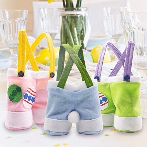 Easter Gift Candy Bags, 3 Pack Easter Egg Bags Pants Style Lovely Bunny Treat Bags