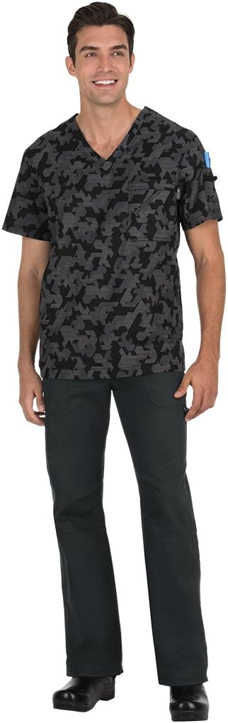 KOI Coby V-Neck Men's Scrub Top with 6 Pockets