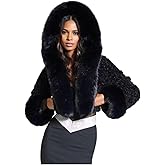 Tinhulf White Short Women's Faux Fur Coat Jacket Shawl Wrap Stole Shrug Wedding Cover Up Outwear Sweater With Hat