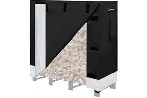 Artibear Firewood Rack Cover for 4FT Wood Rack, Indoor Outdoor Weatherproof Log Holder Rack Cover, Black (Frame not Include)
