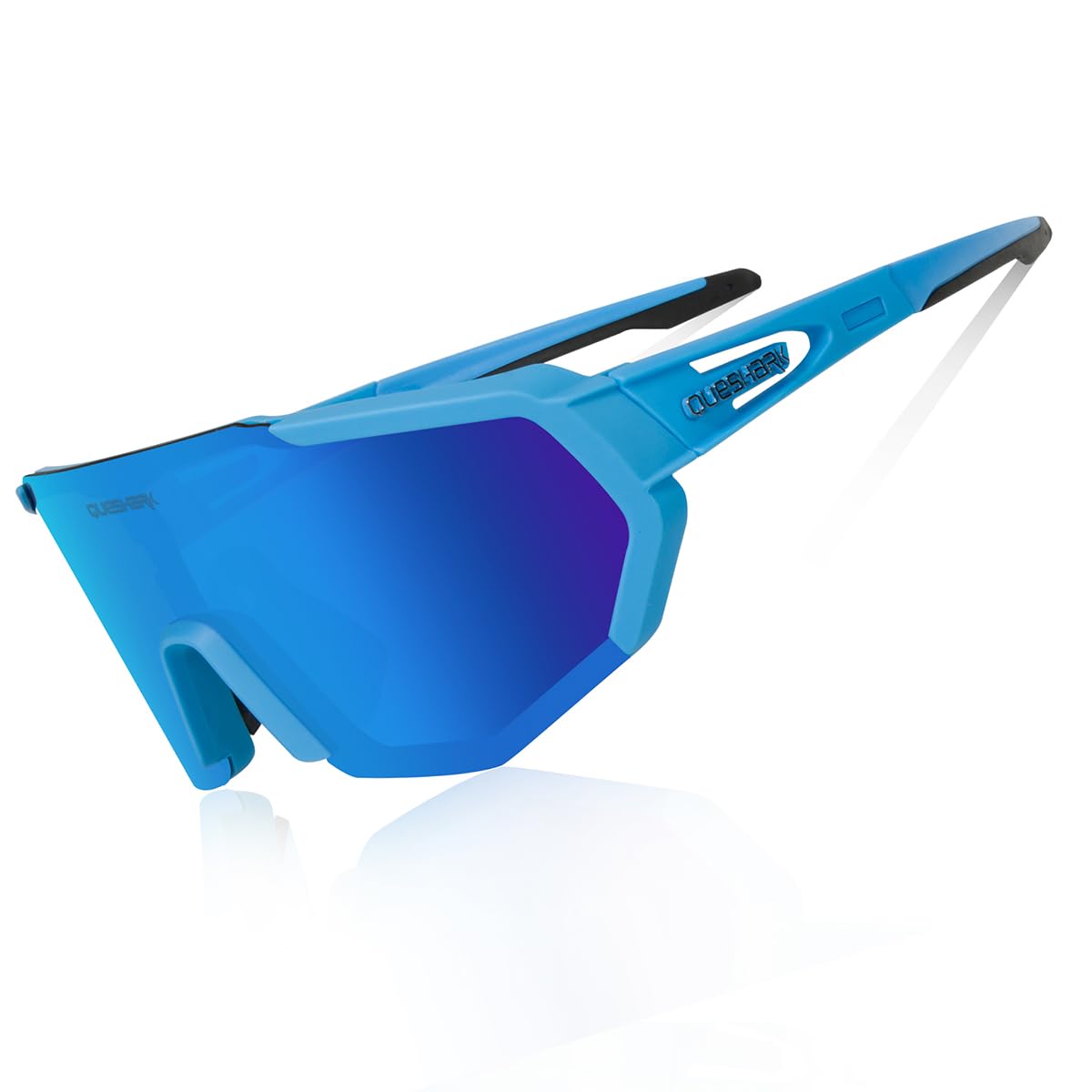 Queshark Cycling Glasses, TR90 Frame & UV400 Protection, Running Sunglasses Women Men with 3 Interchangeable Lenses, Polarized Sports Sunglasses for Driving Fishing Glof Baseball Running