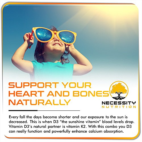 image for Necessity Nutrition K2-D3 (MK-7) Vitamin Supplement 5000 IU Capsules N