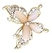 JQUEEN Classic Multilayer 3D Butterfly Gold Plated Marquise Opal Crystal Rhinestone Brooch Pin Jewelry