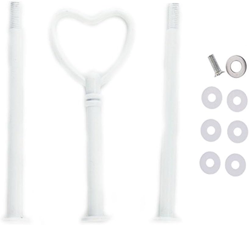 Happy Will 3 Tier Heart Shape Metal Cake Stand Holder Heavy Duty Fruit Plate Handle Fittings Hardware Rod with Stylus（White）