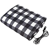 Heated Blanket - 12-Volt Electric Blanket for Car, Truck, SUV, or RV - Portable Winter Car Accessories for Camping or Travel by Stalwart (Black Plaid)