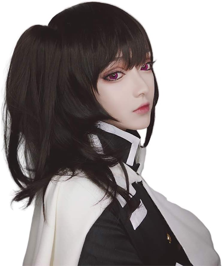 Kimetsu No Yaiba Wig,demon Slayer Cosplay Wig Tsuyuri Kanawo Cosplay Wig -black 30cm(12inch)