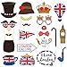 Amosfun UK Flag Party UK National Day Photo Booth Props British London Tea Party Photo Booth Props