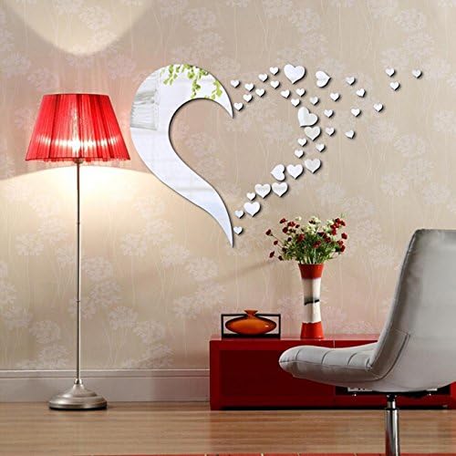 3D Acrylic Heart-shaped Mirror Wall Stickers Plastic Removable Heart Art Decor Wall Living Room Home Decoration