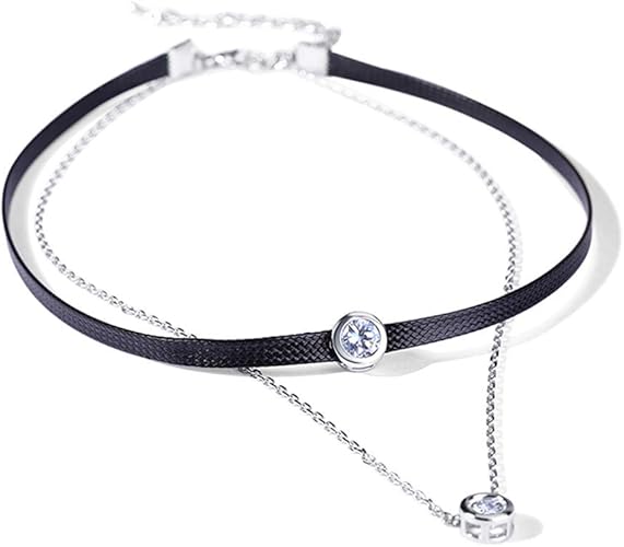 Amazon アイドルコ Idolco シルバー キラキラ Cz ダイヤモンド チョーカー 首輪 レディース ネックレス 二重巻き 黒 一粒czジルコニア ネックレス 通販