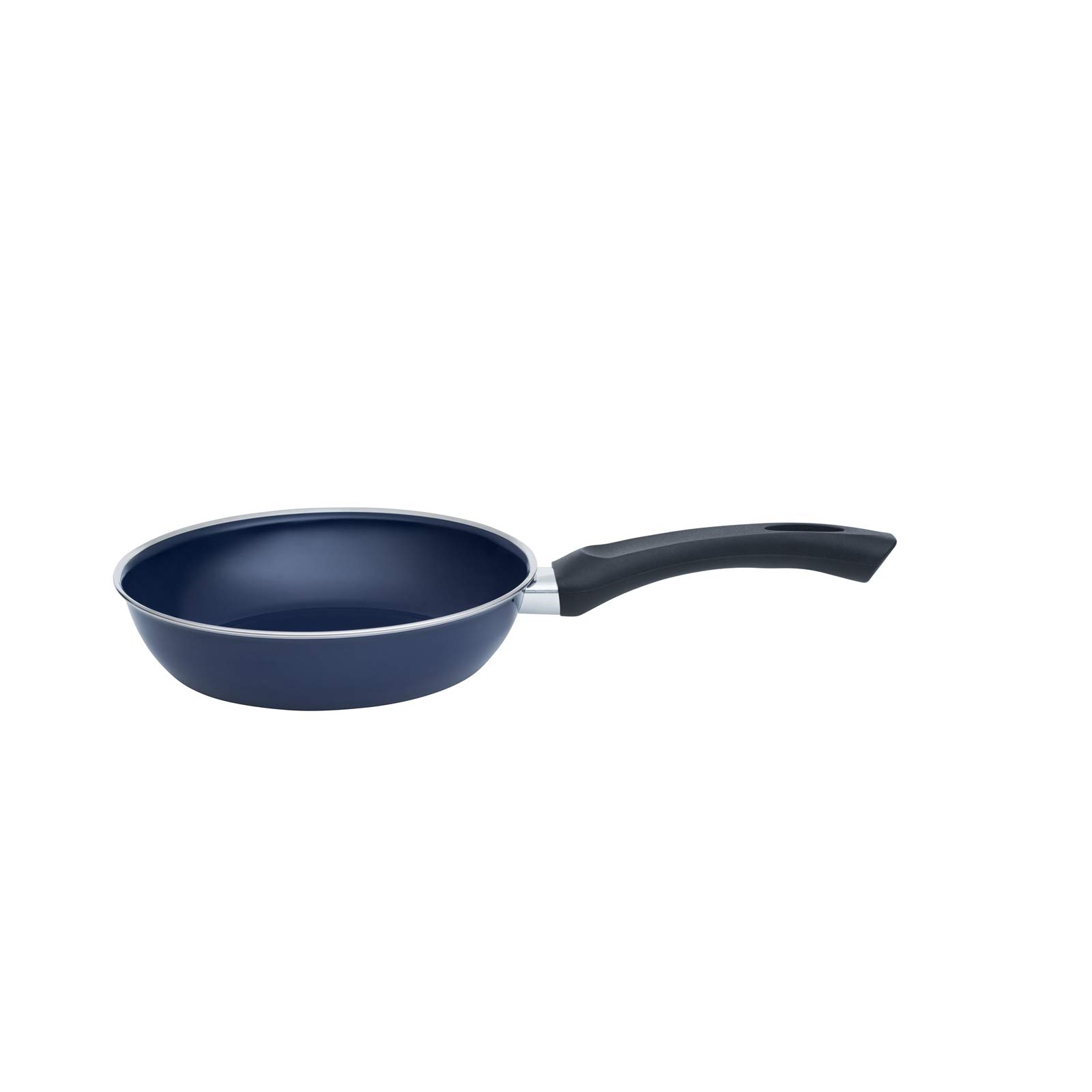 Riess, 0051-012, Omas Enamel Pan 20, Classic - EMAILLEPFANNEN, Diameter 20 cm, Height 5 cm, Enamel, Blue with Black Plastic Handle, Frying pan, Induction