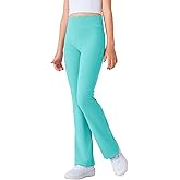 LaBeca Girls Flared Pants Scallop Waist Yoga Pants Workout Running Leggings