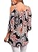 Dearlove Women's V Neck 3/4 Bell Sleeve Floral Printed Mesh Patchwork Blouse Loose Summer Top Shirt