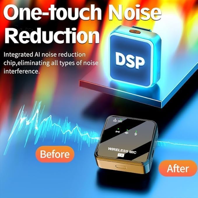 2025 Professional Studio Sound 3 in 1 Microphone for iPhone/Android/Camera, Wireless Lavalier Microphone, Mini Microphone for Record Interview, Vlogs, YouTube, Tiktok
