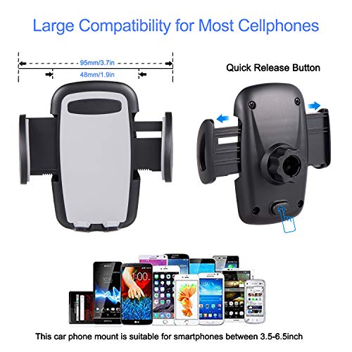 Car Phone Mount, Amoner 4 in 1 Phone Holder for Car, Cigarette Lighter Phone Car Mount with Long Gooseneck and Dual Port USB Charger Compatible 11 Pro 11 Xs Max Xs 8, Galaxy S9 S8, Mate20 P30 and More