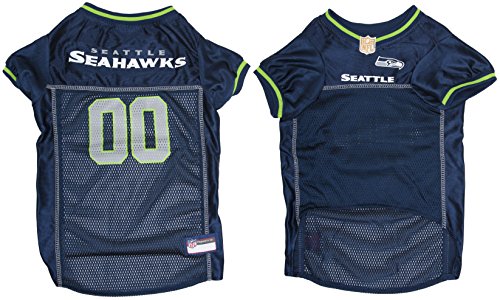 Pets First Seattle Seahawks Dog Jersey, Size: Large. Best Football Jersey Costume for Dogs & Cats. Licensed Jersey Shirt.