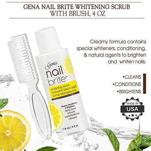 Gena Nail Brite Whitening Scrub with Brush, Cleans Conditions