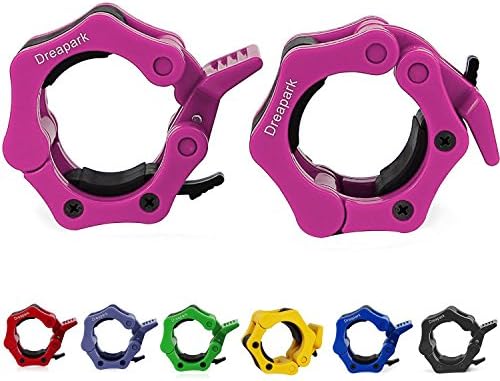 Dreapark 2" Olympic Barbell Clamp Locking Collars with Quick Release (1 Pair) (Pink)