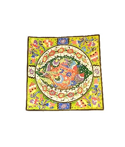 Handmade Turkish Traditional Ceramic Square Plate 9" (Lime Green)