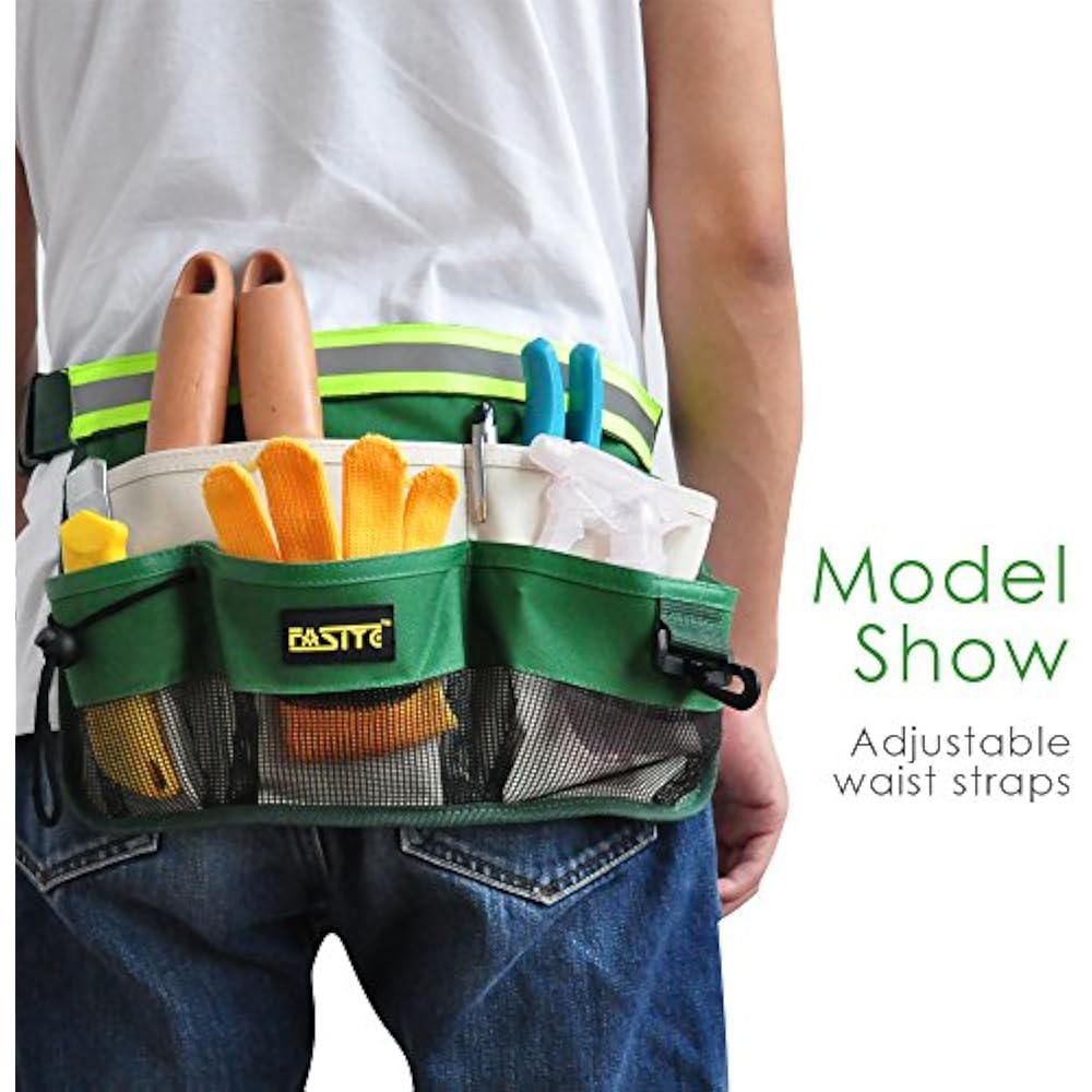 YL003F 7POCKET Gardening Tools Belt Bags Waist Hanging Pouch, Green eBay