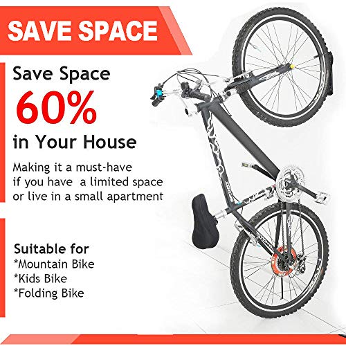 Bike Hangers for Garage Wall Mount - Tocebe Heavy Duty Bike Wall Hook Mount Holder for Garage/Shed，2PCS Vertical Bike Rack Indoor Storage System with Screw - Thumbnail 2