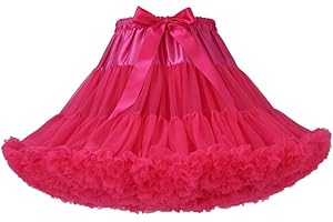 PhilaeEC Women's Elastic Chiffon Petticoat Puffy Tutu Tulle Skirt Princess Ballet Dance Pettiskirts Underskirt Multi-Layer
