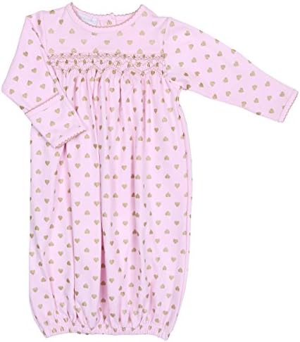 Magnolia Baby Baby Girl Heart Of Gold Smocked Gown Pink Small