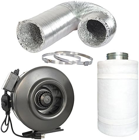 Hydro Crunch6 inch 410 CFM Inline Duct Fan & 6" x 12" Carbon Filter with 6" x 25ft. Ducting Hydroponic Ventilation Kit