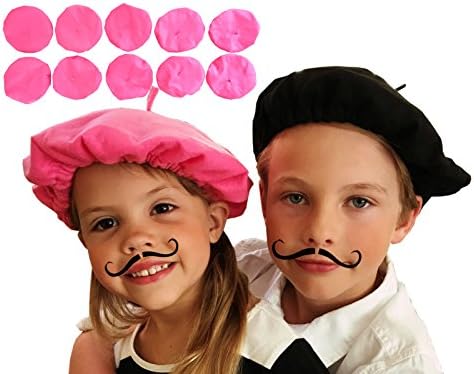 Pink Beret Party Hats, Bulk Lot of 10