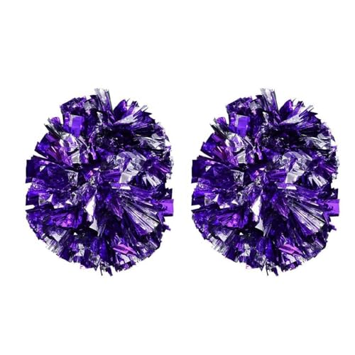 VIFER Pom Poms Cheerleading, 2 Pieces Cheerleader Aerobic Pompoms Metallic Flower Balls Pom for Dance Party Sport School Competition