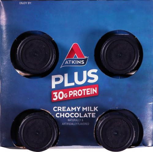 ATKINS, PLUS PROTEIN & FIBER HIGH PROTEIN SHAKE, CREAMY MILK CHOCOLATE, 4 – 11 OUNCE BOTTLES( 44 FL OUNCES )