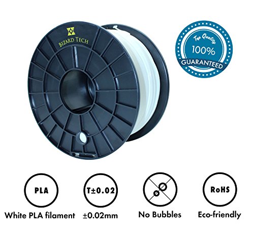3D Printer Filament PLA, Dimensional Accuracy +/- 0.02mm , 1.75mm, 2.2 lb (1kg Spool), White PLA filament, Excellent filament for 3D printer and 3D printing pen
