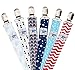 Pacifier Clip by KiddyStar - 6 Pack - Unisex Modern Designs for Girls and Boys - Cute Newborn Soothie, Toy, Teething Ring Holder - Perfect Baby Shower Gift Set