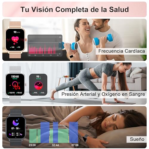 LODIMEKE Women's Smart Watch with Calls and AI Assistant, Whatsapp Notifications, 1.95 Inch Smartwatch with Blood Pressure Monitor/SpO2/Heart Rate Monitor/Sleep, 2 Straps Bracelet Gift iOS Android