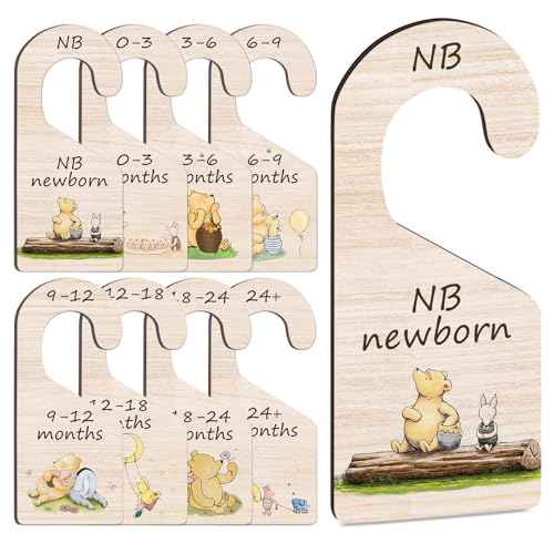 Hatzelou 8Pcs Winnie Baby Closet Dividers, Double-Sided Wooden Baby Clothes Organizer for Classic Pooh Wardrobe at Amazon
